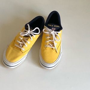 Timeless Classic Nautical Polo Sport Sneakers trade mark yellow and blue• 7 1/2